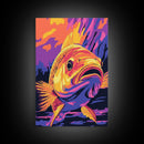Bold Bass, Fishing Art, Vibrant Wildlife, Angler Decor, Canvas Print, Man Cave Wall Art, Rustic Lake House, Bold Colors, Unique Gift