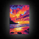Sunset Glow, Serene Waters, Scenic Landscape, Canvas Print, Modern Home Decor, Office Wall Art, Warm Color Palette, Nature Painting