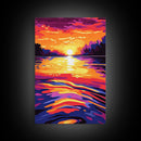 Sunset Lake, Colorful Sky, Tranquil Nature, Canvas Print, Bohemian Wall Art, Rustic Home Decor, Autumn Inspired, Warm Tones