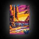 Surfer Paradise, Coastal Sunset, Tropical Art, Canvas Print, Beach Wall Decor, Vibrant Home Aesthetic, Ocean Inspired Painting