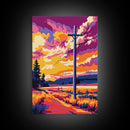 Country Road, Sunset Glow, Rural Landscape, Canvas Print, Fall Aesthetic, Rustic Wall Art, Warm Colors, Nature Painting, Cozy Decor