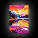River Valley, Sunset Landscape, Colorful Art, Framed Canvas Print, Nature Wall Decor, Cozy Home Aesthetic, Warm Tones, Rustic Painting
