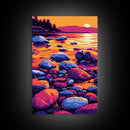 Vibrant Sunset River, Canvas Print, Colorful Nature Art, Bold Landscape, Modern Home Decor, Sunset Lake Scene, Living Room Wall Art