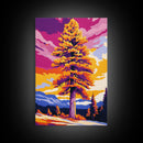 Autumn Tree, Fall Landscape, Vibrant Colors, Nature Wall Art, Framed Canvas Print, Cozy Decor, Cabin Aesthetic, Rustic Gift Idea