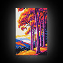 Fall Trees, Bold Landscape Art, Framed Canvas Print, Warm Tones Wall Decor, Nature Painting, Living Room Art, Autumn Colors, Modern Art