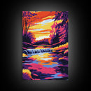 River Sunset, Serene Landscape Art, Canvas Print, Vibrant Nature Painting, Water Reflection Art, Relaxing Home Decor, Modern Wall Art