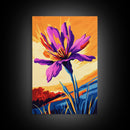 Bold Floral, Purple Blossom, Vibrant Wildflower, Nature Art, Canvas Print, Colorful Flower Painting, Abstract Botanical Art