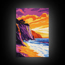Ocean Wave, Sunset Splash, Surf Art, Framed Canvas Print, Coastal Wall Art, Nautical Home Decor, Tropical Landscape Painting