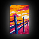 Rustic Fence, Countryside Landscape, Sunset Field, Farmhouse Wall Art, Canvas Print, Rustic Decor, Country Home, Western Wall Art