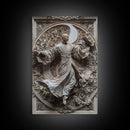 Ornate Sculpture, 3D Wall Art, Elegant Relief, Classical Decor, Canvas Print, Artistic Home Decor, Luxury Interior, Spiritual Aesthetic