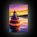 Ocean Buoy, Nautical Decor, Seaside Wall Art, Coastal Painting, Canvas Print, Living Room Wall Art, Beach House Art, Vibrant Watercolor
