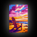 Adirondack Chair, Relaxing Beach Scene, Vacation Art, Vibrant Sunset, Canvas Print, Coastal Decor, Living Room Wall Art, Summer Vibes
