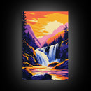 Waterfall Art, Scenic Nature Painting, Landscape Decor, National Park Print, Wilderness Scene, Framed Canvas Print, Living Room Art