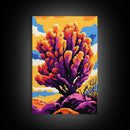 Desert Tree Painting, Vibrant Nature Wall Art, Colorful Cactus Art, Southwestern Canvas Print, Living Room Wall Art, Boho Home Decor