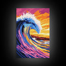 Ocean Wave Painting, Vibrant Seascape Wall Art, Colorful Beach Print, Surf Canvas Print, Coastal Home Decor, Nautical Wall Art