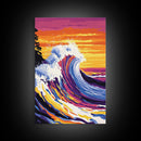 Big Wave Art, Colorful Ocean Painting, Surf Canvas Print, Coastal Beach Wall Decor, Modern Seascape Art, Nautical Home Wall Art