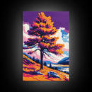 Lone Tree Painting, Colorful Nature Wall Art, Vibrant Landscape Canvas Print, Rustic Home Decor, Living Room Wall Art, Boho Art