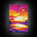 Canyon Sunset Art, Vibrant Nature Painting, Colorful Landscape Canvas Print, Rustic Home Decor, Western Wall Art, Living Room Wall Art