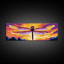 Dragonfly Art, Sunset Canvas Print, Nature Decor,  Colorful Framed Canvas, Boho Wall Art, Vibrant Bedroom Art, Insect Illustration,