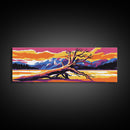 Fallen Tree, Nature Art, Mountain Landscape, Framed Canvas Print, Colorful Wall Art, Rustic Living Room Decor, Vibrant Painting