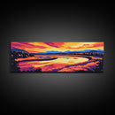 Autumn River, Sunset Landscape Painting, Colorful Nature Print, Scenic Wall Art, Framed Canvas Print, Living Room Decor, Boho Art