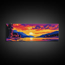 Serene Lake Sunset, Vibrant Nature Painting, Colorful Wall Art, Peaceful Landscape, Framed Canvas Print, Living Room Decor, Boho