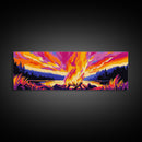 Campfire Glow, Wilderness Bonfire, Vibrant Sunset, Cabin Decor, Framed Canvas Print, Outdoor Wall Art, Rustic Living Room, Cozy Fall Art