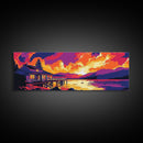 Sunset Cabin, Lakeside Retreat, Mountain House, Vibrant Nature Art, Framed Canvas Print, Rustic Wall Art, Autumn Decor, Cabin Aesthetic