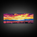 Barbed Wire, Western Sunset, Rural Landscape, Canvas Print, Cowboy Wall Art, Rustic Home Decor, Vibrant Sky, Country Aesthetic