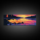 Autumn Leaf, Sunset Lake, Nature Wall Art, Canvas Print, Rustic Home Decor, Fall Landscape, Cabin Aesthetic, Boho Art, Warm Tones