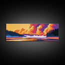 Foggy Lake, Pine Trees, Golden Sunset, Framed Canvas Print, Nature Art, Calming Wall Art, Rustic Home Aesthetic, Warm Earthy Tones