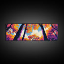 Sky View, Autumn Trees, Nature Perspective, Framed Canvas Print, Modern Wall Art, Fall Painting, Vibrant Home Decor, Seasonal Aesthetic