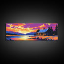 Forest Lake, Rocky Shoreline, Vibrant Sunset, Canvas Print, Fall Painting, Home Wall Art, Earthy Tones, Cabin Aesthetic, Warm Colors