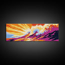 Ocean Wave, Sunset Surf, Coastal Energy, Canvas Print, Beach Wall Art, Bold Seascape, Vibrant Home Decor, Surfing Aesthetic