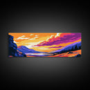 Rolling Hills, Sunset Sky, Colorful Landscape, Framed Canvas Print, Scenic Nature Decor, Vibrant Home Aesthetic, Serene Painting