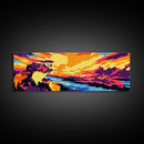 Sunset Cliff, Vibrant Nature Art, Landscape Wall Decor, Framed Canvas Print, Colorful Sunset Painting, Large Wall Art, Gift Idea