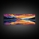 Reflective Lake, Mountain Sunset Art, Tranquil Nature Wall Decor, Framed Canvas Print, Scenic Landscape Painting, Large Wall Art, Gift Idea