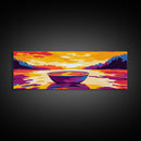 Boat Reflection, Peaceful Lake Art, Minimalist Wall Decor, Framed Canvas Print, Serene Nature Painting, Sunset Water Scene, Gift Idea