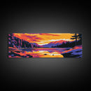 Sunset Lake, Nature Wall Art, Modern Landscape, Vibrant Colors, Wilderness Scene, Living Room Decor, Framed Canvas Print