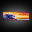 Rolling Wave, Surf Art, Ocean Wall Decor, Vibrant Seascape, Surfer Gift, Coastal Living, Summer Beach, Framed Canvas Print
