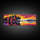 Autumn Reflection, Fall Landscape, Nature Wall Art, Warm Sunset, Tranquil Lake, Cabin Decor, Vibrant Colors, Framed Canvas Print