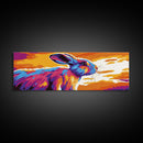 Colorful Rabbit, Animal Wall Art, Boho Home Decor, Vibrant Wildlife, Whimsical Painting, Pet Lover Gift, Canvas Print