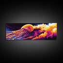 Jellyfish Glow, Ocean Art, Underwater Scene, Vibrant Colors, Marine Life, Surreal Design, Unique Wall Decor, Canvas Print