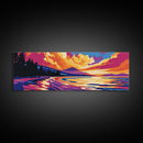 Vibrant Lake Sunset, Nature Art, Colorful Landscape, Living Room Decor, Framed Canvas Print, Cozy Cabin, Bright Wall Art, Autumn Home