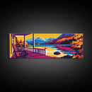 Porch View, Cabin Wall Art, Mountain Landscape, Rustic Home, Framed Canvas Print, Lakehouse Decor, Warm Sunset, Cozy Retreat
