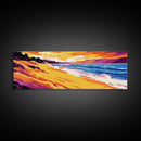 Coastal Sunset, Beach Wall Art, Ocean Waves, Seaside Decor, Framed Canvas Print, Summer Home, Vibrant Landscape, Boho Art