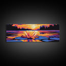 Water Lily Sunset, Tranquil Lake Art, Zen Wall Decor, Nature Inspired Print, Vibrant Landscape, Canvas Print, Relaxing Bedroom Art