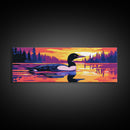 Loon on Lake, Nature Wildlife Art, Tranquil Water Scene, Rustic Home Decor, Framed Canvas Print, Cabin Wall Art, Peaceful Living Room Art