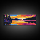 Forest Lake, Evening Reflections, Canvas Print, Tranquil Water Scene, Nature Wall Art, Rustic Cabin Decor, Vibrant Sunset Painting