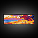 Beach Umbrella, Ocean Sunset, Coastal Escape, Canvas Print, Summer Wall Art, Vibrant Colors, Relaxing Home Decor, Seaside Serenity